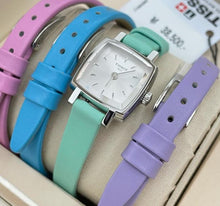 Load image into Gallery viewer, Tissot T Lady Lovely Square Silver Dial Light Green Leather Strap Watch for Women - T058.109.16.031.01
