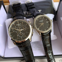 Load image into Gallery viewer, Tissot T Trend Couturier Diamonds Black Dial Black Leather Strap Watch for Women - T035.210.66.051.00