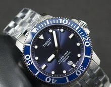 Load image into Gallery viewer, Tissot T Sport Seastar 1000 Powermatic Silicium Blue Dial Silver Steel Strap Watch For Men - T120.407.11.041.01