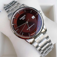 Load image into Gallery viewer, Tissot Luxury Powermatic 80 Brown Dial Silver Steel Strap Watch For Men - T086.407.11.291.00