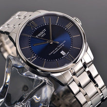 Load image into Gallery viewer, Tissot Chemin Des Tourelles Powermatic 80 Blue Dial Silver Steel Strap Watch for Men - T099.407.11.048.00