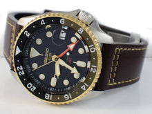 Load image into Gallery viewer, Seiko 5 Sports SKX GMT Automatic Mocha Black Dial Brown Leather Strap Watch For Men - SSK036K1