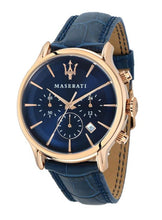 Load image into Gallery viewer, Maserati Epoca Blue Dial Leather Blue Strap Watch For Men - R8871618007