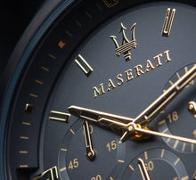 Load image into Gallery viewer, Maserati Successo Black Dial Black Rubber Strap Watch For Men - R8871621011
