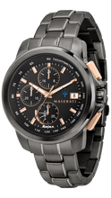 Load image into Gallery viewer, Maserati Successo Solar Black Dial Grey Steel Strap Watch For Men - R8873645001