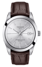 Load image into Gallery viewer, Tissot Gentleman Powermatic 80 Silicium Silver Dial Brown Leather Strap Watch For Men - T127.407.16.031.01