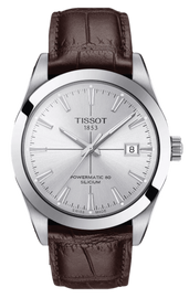 Tissot Gentleman Powermatic 80 Silicium Silver Dial Brown Leather Strap Watch For Men - T127.407.16.031.01
