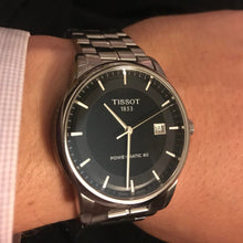 Load image into Gallery viewer, Tissot Luxury Powermatic 80 Black Dial Silver Steel Strap Watch for Men - T086.407.11.201.02