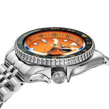 Load image into Gallery viewer, Seiko 5 Sports GMT Automatic Orange Dial Silver Steel Strap Watch For Men - SSK005K1