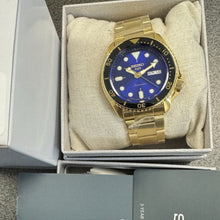 Load image into Gallery viewer, Seiko 5 Sports US Special Edition Automatic Blue Dial Gold Steel Strap Watch For Men - SRPK20