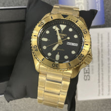 Load image into Gallery viewer, Seiko 5 Sports Automatic Black Dial Gold Steel Strap Watch For Men - SRPK18