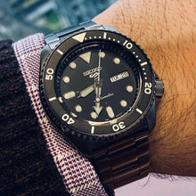 Load image into Gallery viewer, Seiko 5 Sports Automatic Black Dial Black Steel Strap Watch For Men - SRPD65K1