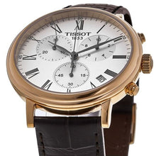 Load image into Gallery viewer, Tissot Carson Premium Chronograph Silver Dial Brown Leather Strap Watch For Men - T122.417.36.033.00