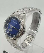 Load image into Gallery viewer, Bulova Crystal Collection Blue Mother of Pearl Dial Silver Steel Strap Watch for Women - 96L238