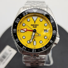 Load image into Gallery viewer, Seiko 5 Sport SKX GMT US Special Creation Automatic Yellow Dial Silver Steel Strap Watch for Men - SSK017K1