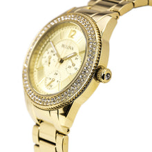 Load image into Gallery viewer, Bulova Multi Function Gold Dial Gold Steel Strap Watch for Women - 97N102