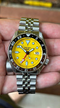 Load image into Gallery viewer, Seiko 5 Sport SKX GMT US Special Creation Automatic Yellow Dial Silver Steel Strap Watch for Men - SSK017K1