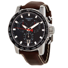 Load image into Gallery viewer, Tissot Supersport Chrono Black Dial Brown Leather Strap Watch for Men - T125.617.16.051.01