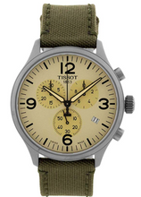 Load image into Gallery viewer, Tissot T Sport Chrono XL Beige Dial Khakhi Green Nylon Strap Watch for Men - T116.617.33.267.00