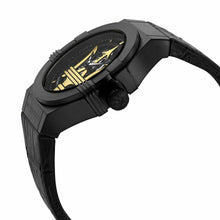 Load image into Gallery viewer, Maserati Potenza Automatic Black Dial Black Leather Strap Watch For Men - R8821108036