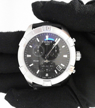 Load image into Gallery viewer, Tissot PR 100 Sport Quartz Chronograph Black Dial Black Leather Strap Watch For Men - T101.617.16.051.00