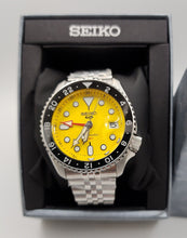 Load image into Gallery viewer, Seiko 5 Sport SKX GMT US Special Creation Automatic Yellow Dial Silver Steel Strap Watch for Men - SSK017K1