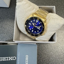 Load image into Gallery viewer, Seiko 5 Sports US Special Edition Automatic Blue Dial Gold Steel Strap Watch For Men - SRPK20