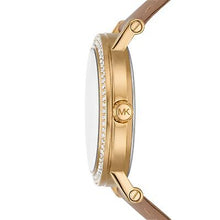 Load image into Gallery viewer, Michael Kors Corey Analog Gold Dial Brown Leather Strap Watch for Women - MK2986