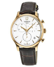 Load image into Gallery viewer, Tissot T Classic Tradition Chronograph White Dial Brown Leather Strap Watch For Men - T063.617.36.037.00