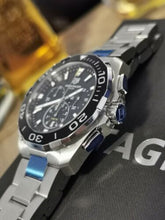 Load image into Gallery viewer, Tag Heuer Aquaracer Quartz Chronograph Black Dial Silver Steel Strap Watch for Men - CAY111A.BA0927