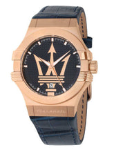 Load image into Gallery viewer, Maserati Potenza 42mm Rose Gold &amp; Blue Dial Blue Leather Strap Watch For Men - R8851108027