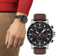 Load image into Gallery viewer, Tissot Supersport Chrono Black Dial Brown Leather Strap Watch for Men - T125.617.16.051.01