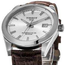 Load image into Gallery viewer, Tissot Gentleman Powermatic 80 Silicium Silver Dial Brown Leather Strap Watch For Men - T127.407.16.031.01