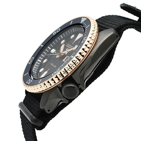 Seiko 5 Sports Automatic Blue Dial Black NATO Strap Watch for Men - SBSA098
