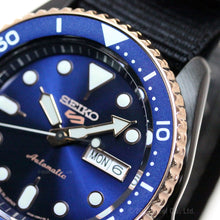Load image into Gallery viewer, Seiko 5 Sports Automatic Blue Dial Black NATO Strap Watch for Men - SBSA098