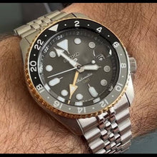 Load image into Gallery viewer, Seiko 5 Sports GMT US Special Edition Automatic Grey Dial Silver Steel Strap Watch For Men - SSK021K1