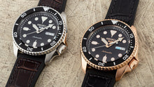 Load image into Gallery viewer, Seiko 5 Sports SKX Automatic Black Dial Black Leather Strap Watch for Men - SRPD55K2