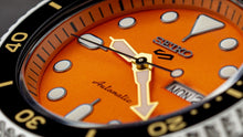 Load image into Gallery viewer, Seiko 5 Sports Automatic Orange Dial Silver Steel Strap Watch For Men - SRPD59K1