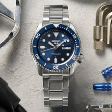 Load image into Gallery viewer, Seiko 5 Sports Automatic Analog Blue Dial Silver Steel Strap Watch For Men - SRPD51K1