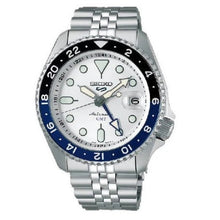 Load image into Gallery viewer, Seiko 5 Sports SKX GMT Automatic Sky Blue Dial Silver Steel Strap Watch For Men - SSK033K1