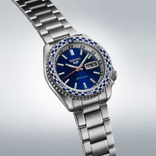 Load image into Gallery viewer, Seiko 5 Sports Petrol Blue Checker Flag Special Edition Blue Dial Silver Steel Strap Watch For Men - SRPK65K1