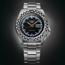 Load image into Gallery viewer, Seiko 5 Sports Checker Flag Special Edition Black Dial Silver Steel Strap Watch For Men - SRPK67K1