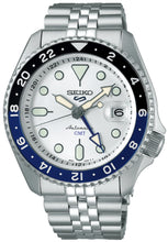 Load image into Gallery viewer, Seiko 5 Sports SKX GMT Automatic Sky Blue Dial Silver Steel Strap Watch For Men - SSK033K1