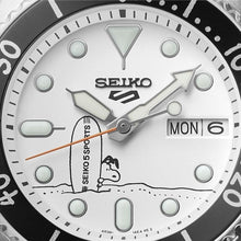 Load image into Gallery viewer, Seiko 5 Sports x Peanuts Surfboard Snoopy Limited Edition White Dial Two Tone NATO Strap Watch For Men - SRPK25K1