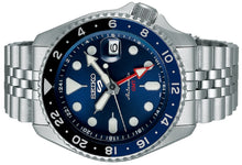 Load image into Gallery viewer, Seiko 5 Sports GMT SKX Automatic Blueberry Dial Silver Steel Strap Watch For Men - SSK003K1