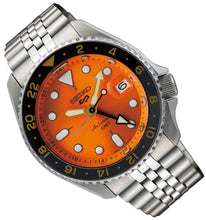 Load image into Gallery viewer, Seiko 5 Sports GMT Automatic Orange Dial Silver Steel Strap Watch For Men - SSK005K1