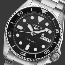 Load image into Gallery viewer, Seiko 5 Sports SKX Automatic Black Dial Silver Steel Strap Watch For Men - SRPK29K1