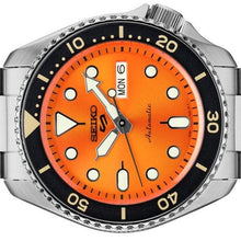 Load image into Gallery viewer, Seiko 5 Sports Automatic Orange Dial Silver Steel Strap Watch For Men - SRPD59K1