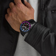 Load image into Gallery viewer, Seiko Automatic SKX GMT Yuto Horigome Limited Edition Black Dial Black Steel Strap Watch For Men - SSK027K1