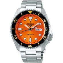 Load image into Gallery viewer, Seiko 5 Sports GMT Automatic Orange Dial Silver Steel Strap Watch For Men - SSK005K1